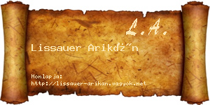 Lissauer Arikán névjegykártya
